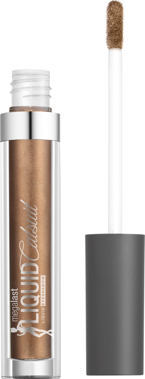 En flytande ögonskugga i tub med wand, innehåller glänsande bronsfärgsmakeup.
