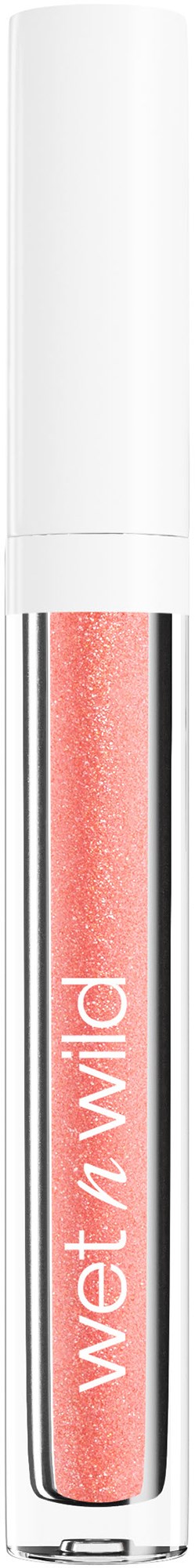 Ein Lipgloss-Röhrchen mit der Aufschrift "wet n wild" und pinkem, glitzerndem Inhalt.