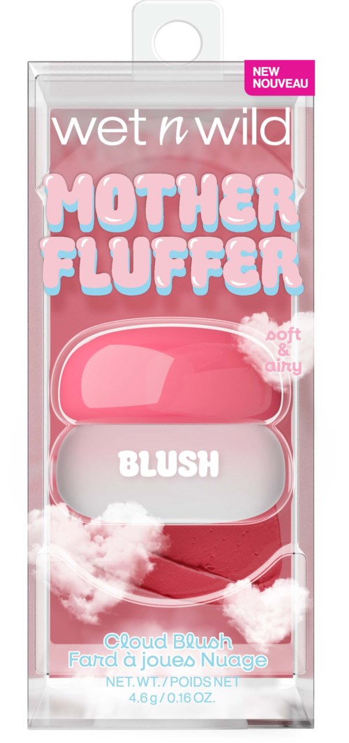 Wet n Wild Mother Fluffer poskipuna setti pilvi-designilla, sisältää poskipunan ja korostusvärejä pinkissä ja valkoisessa pakkauksessa.