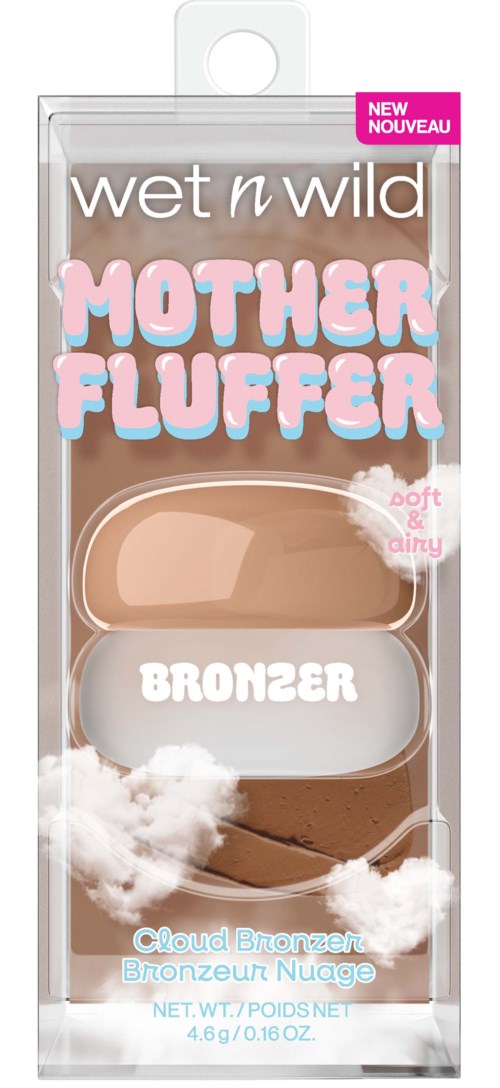 Wet n Wild Mother Fluffer -aurinkopuuteri pilven muotoisella kuvioinnilla ja pehmeällä, kevyellä koostumuksella, beige rasia.