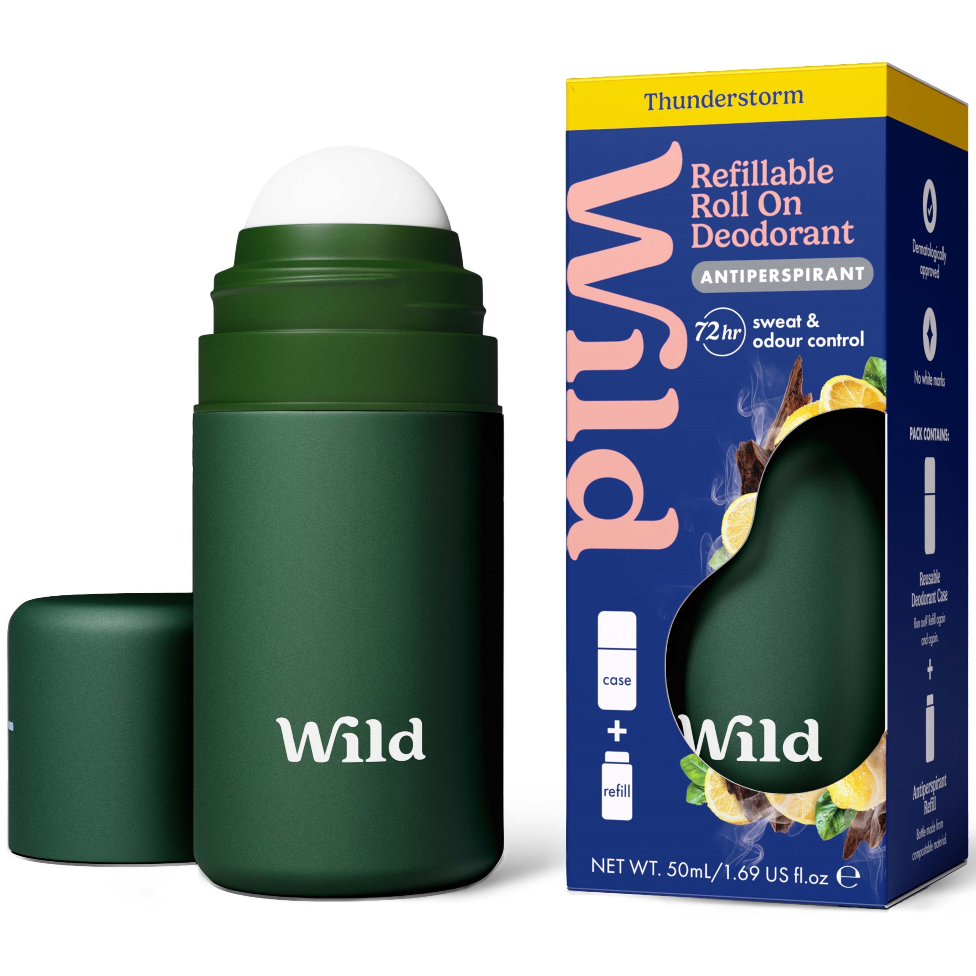 Wild Antiperspirant Roll On Forest Green Case Thunderstorm 50 ml