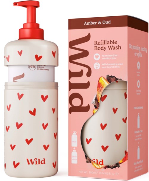 Wild Body Wash Love Heart Case Amber & Oud 300 ml