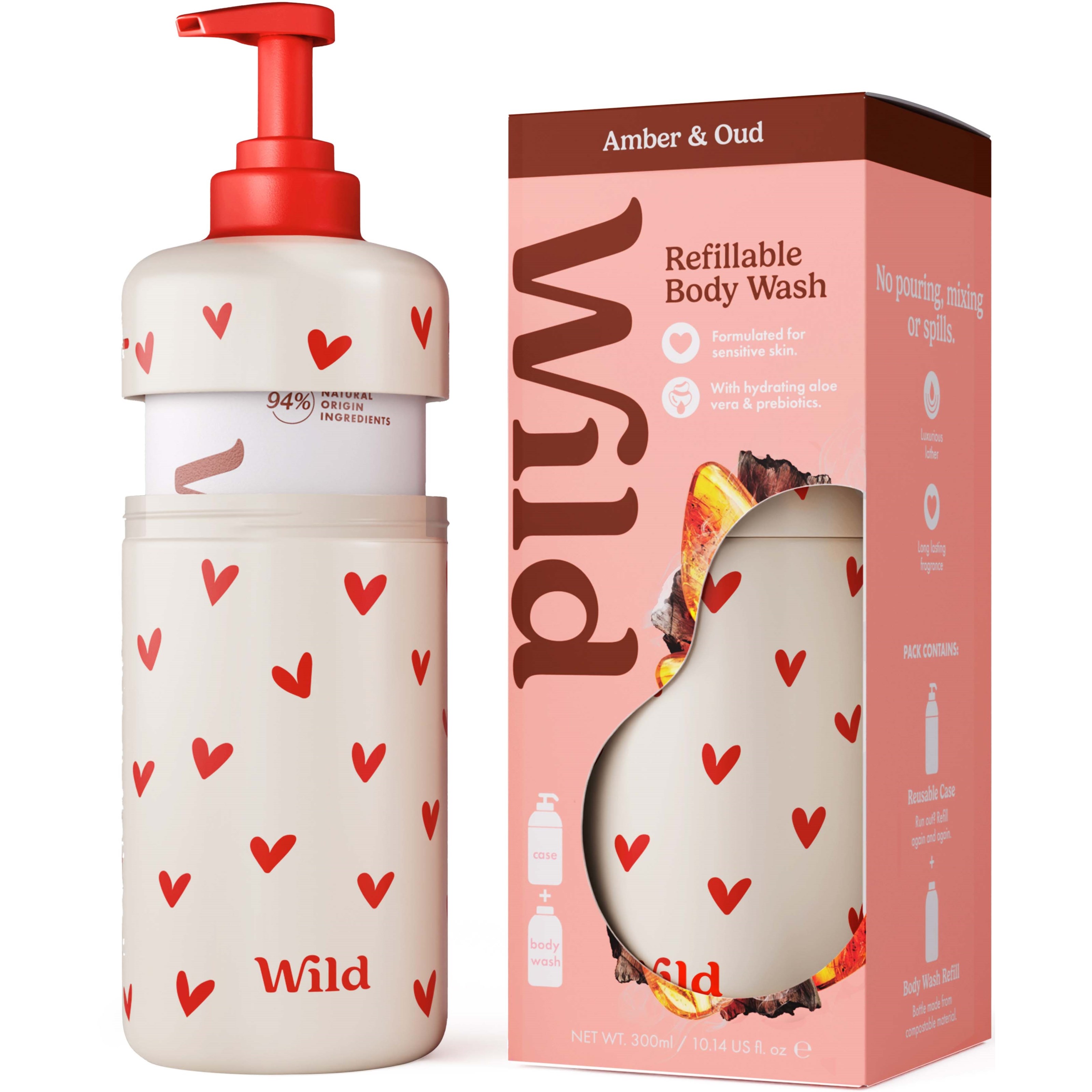 Wild Body Wash Love Heart Case Amber & Oud 300 ml billede
