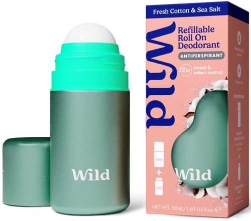 Wild Deo Roll On Aqua Case Fresh Cotton & Sea Salt 50 ml