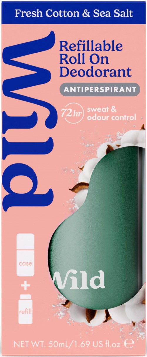 Wild Deo Roll On Aqua Case Fresh Cotton & Sea Salt 50 ml