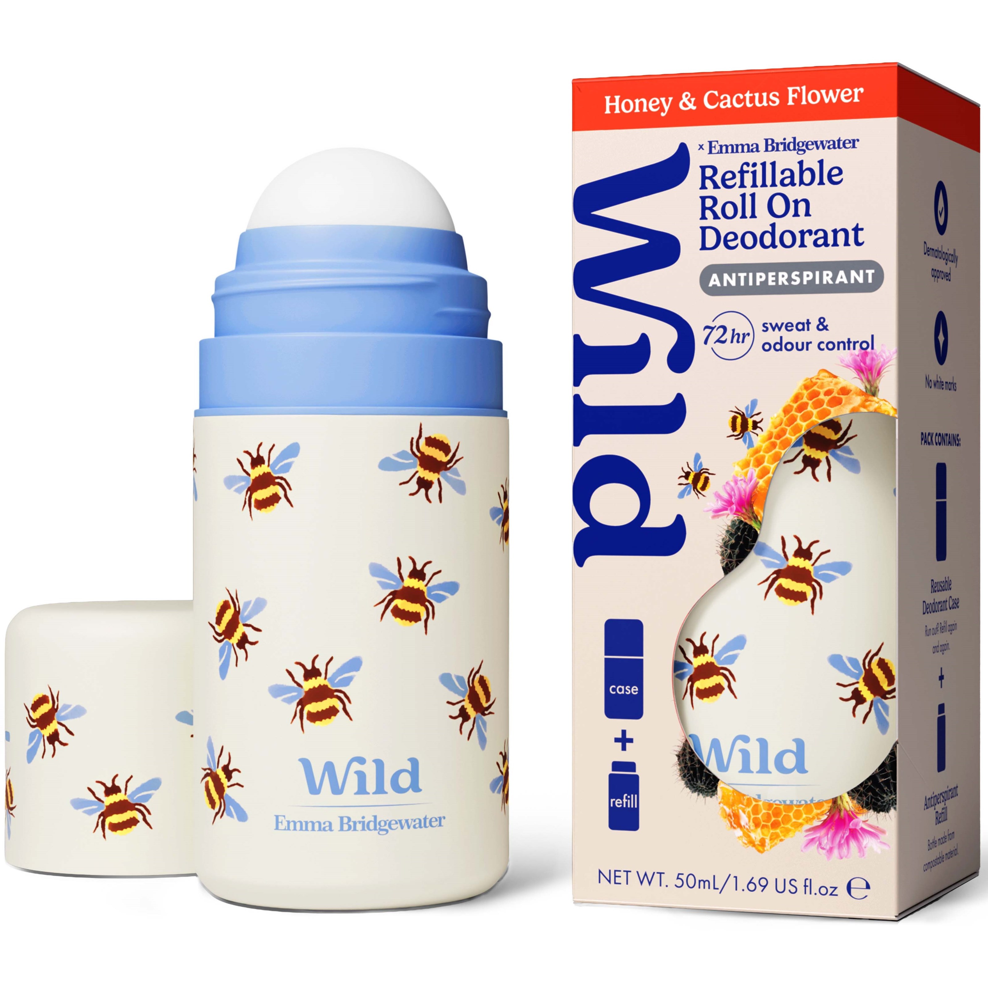 Wild Deo Roll On Bee Case Honey & Cactus Flower 50 ml billede
