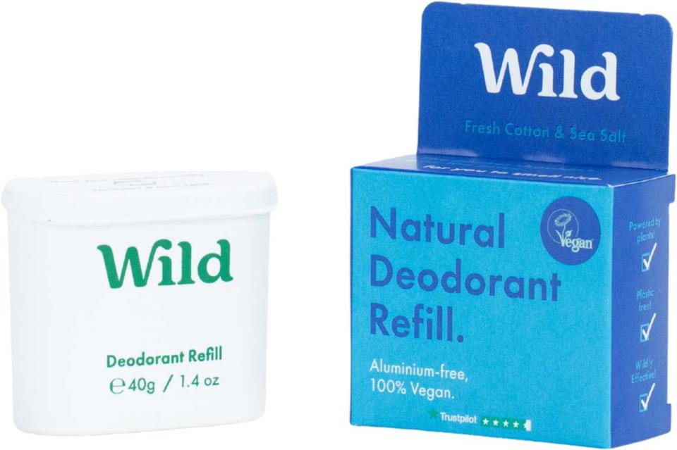 Wild Men's Natural Deodorant Refill Fresh Cotton & Sea Salt 40 g