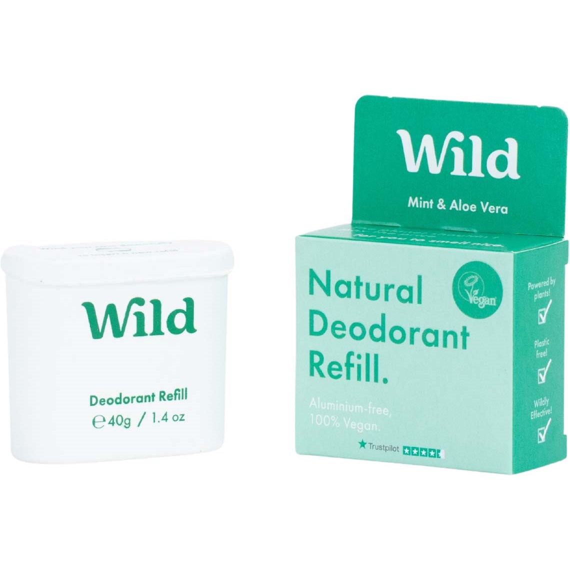 Wild Mens Natural Deodorant Refill Mint & Aloe Vera 40 g