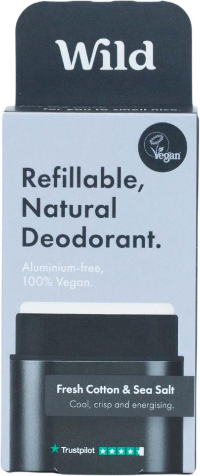 Wild Men's Refillable, Natural Deodorant Fresh Cotton & Sea Salt 40 g