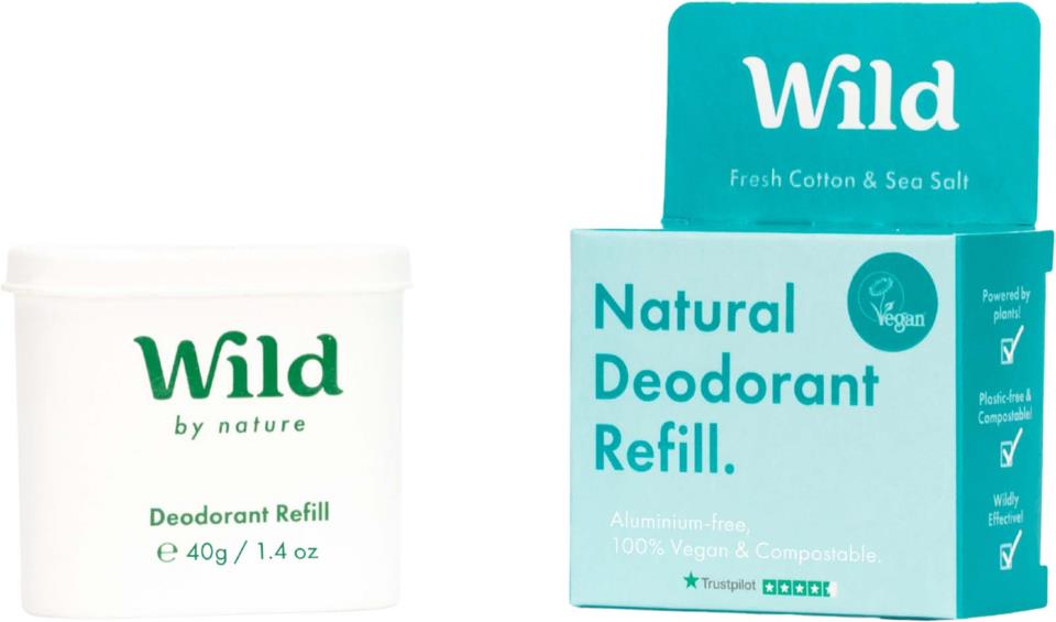 Wild Natural Deodorant Refill Fresh Cotton & Sea Salt 40 g