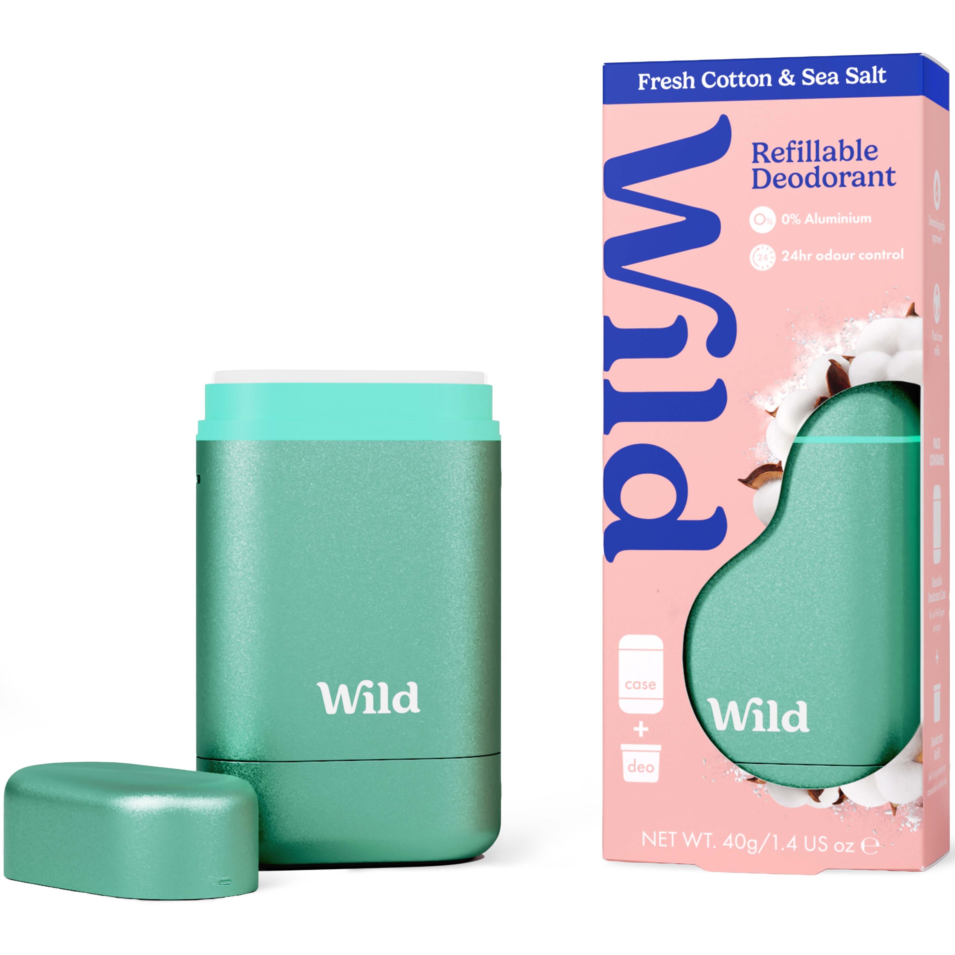 Wild Refillable, Natural Deodorant Fresh Cotton & Sea Salt 40 g billede