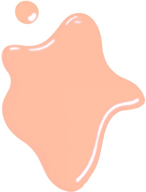 En persikfärgad blob med en liten cirkel ovanför, ser ut som en enkel abstrakt form.