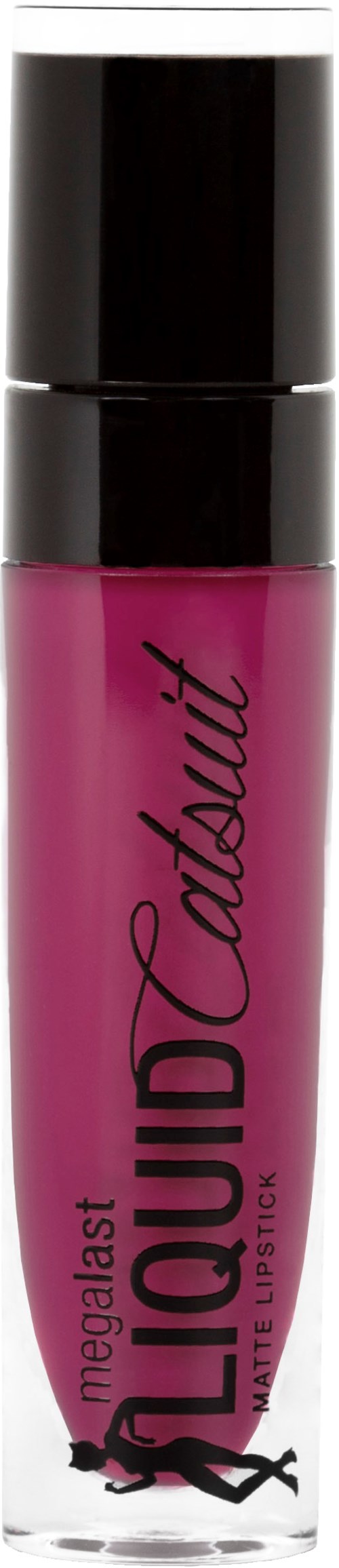 En liten rosa läppglansrör med svart lock och logo.