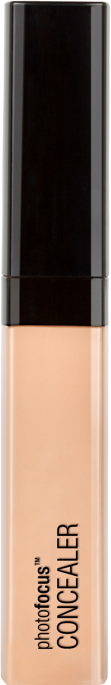 En concealer-rör med svart lock och beige vätska inuti, märkt 'photoFocus Concealer'.