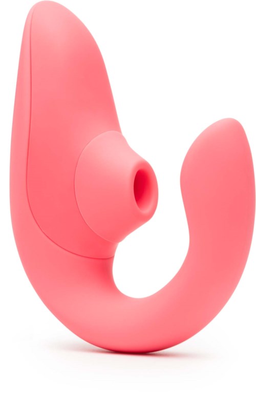 En rosa, bøyd enhet med spiss og et lite hull, designet for personlig bruk.