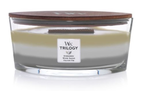 Ett glasbehållare med kräm, en vit etikett och ett trälock, märkt 'Trilogy Everlasting Voice Souffle for'.