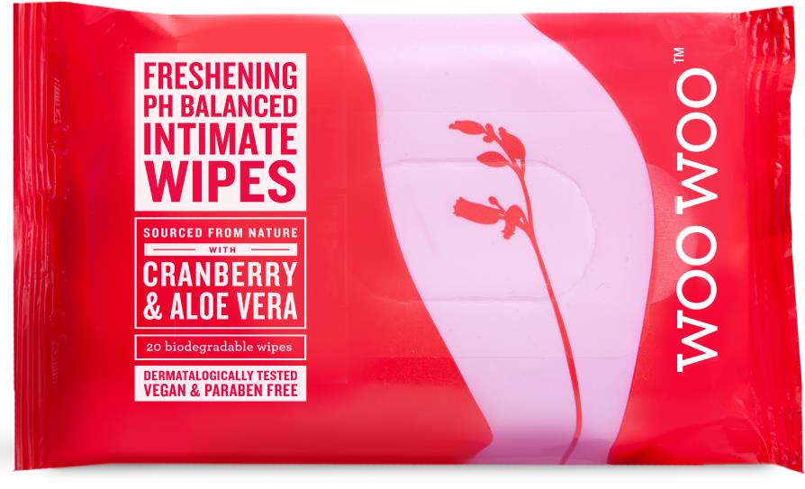 WOOWOO Cranberry & Aloe Vera Initmate Wipes 20 stk.
