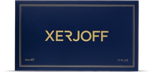 A blue box labeled 'XERJOFF' with gold lettering, indicating a product of 50ml or 1.7 fl oz.