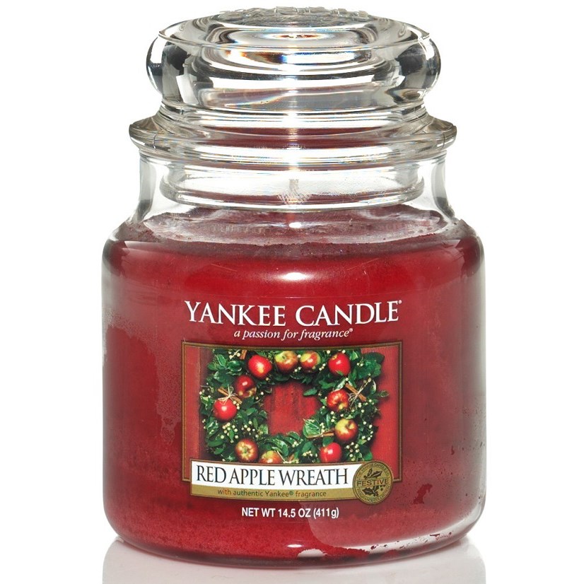 Yankee Candle Red Apple Wreath Christmas Scent Medium Jar 90 h