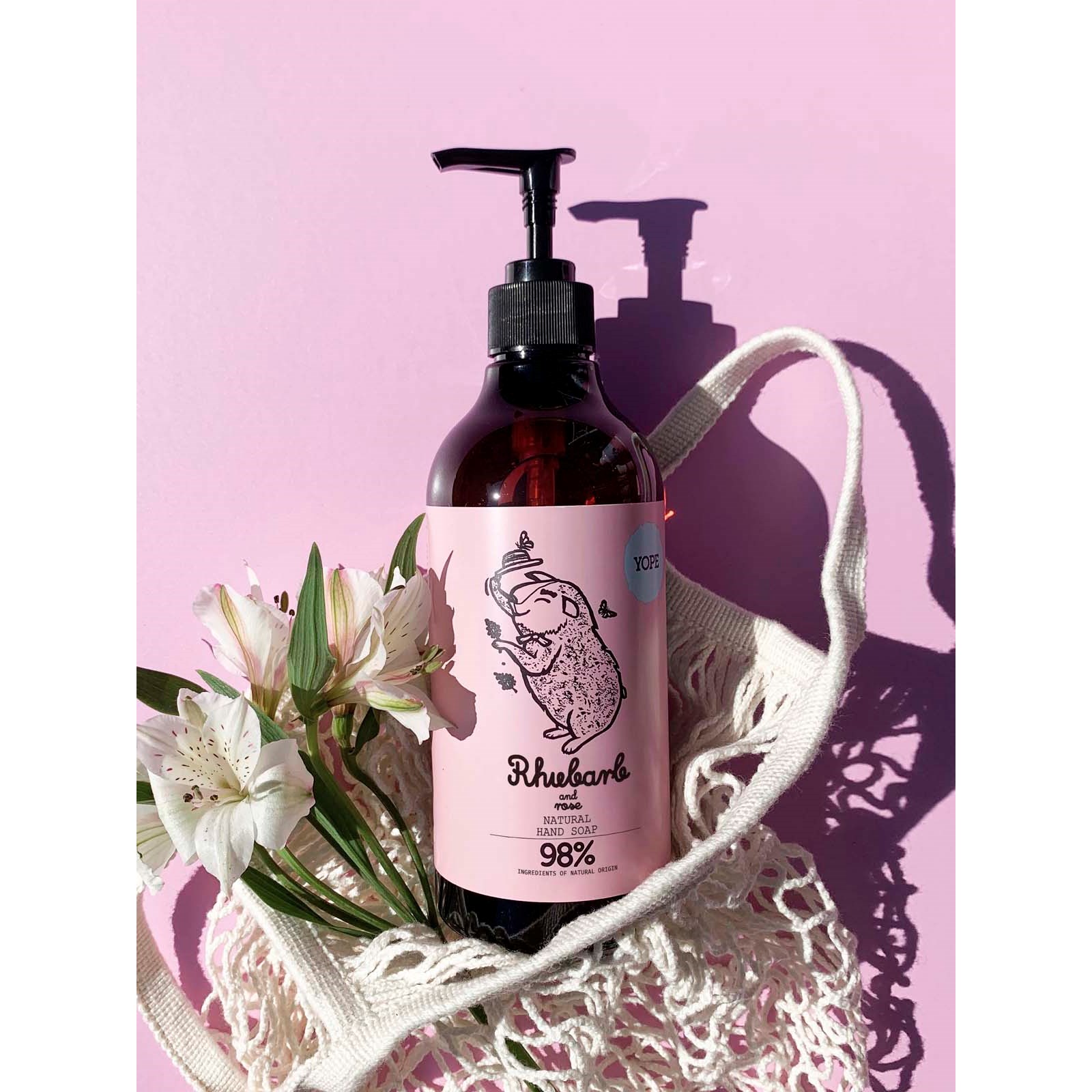YOPE Botanical Hand Soap Rhubarb and Rose 500 ml (obrázok 4)