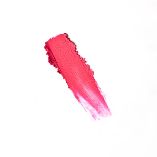 Rosa läppstift eller sminkstreck på vit bakgrund med ojämna kanter.