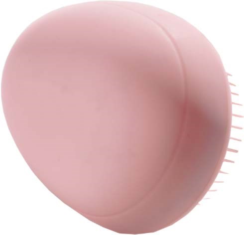 Ein rosa Silikon-Beauty-Schwamm mit runder Form und kleinen Seitenborsten.