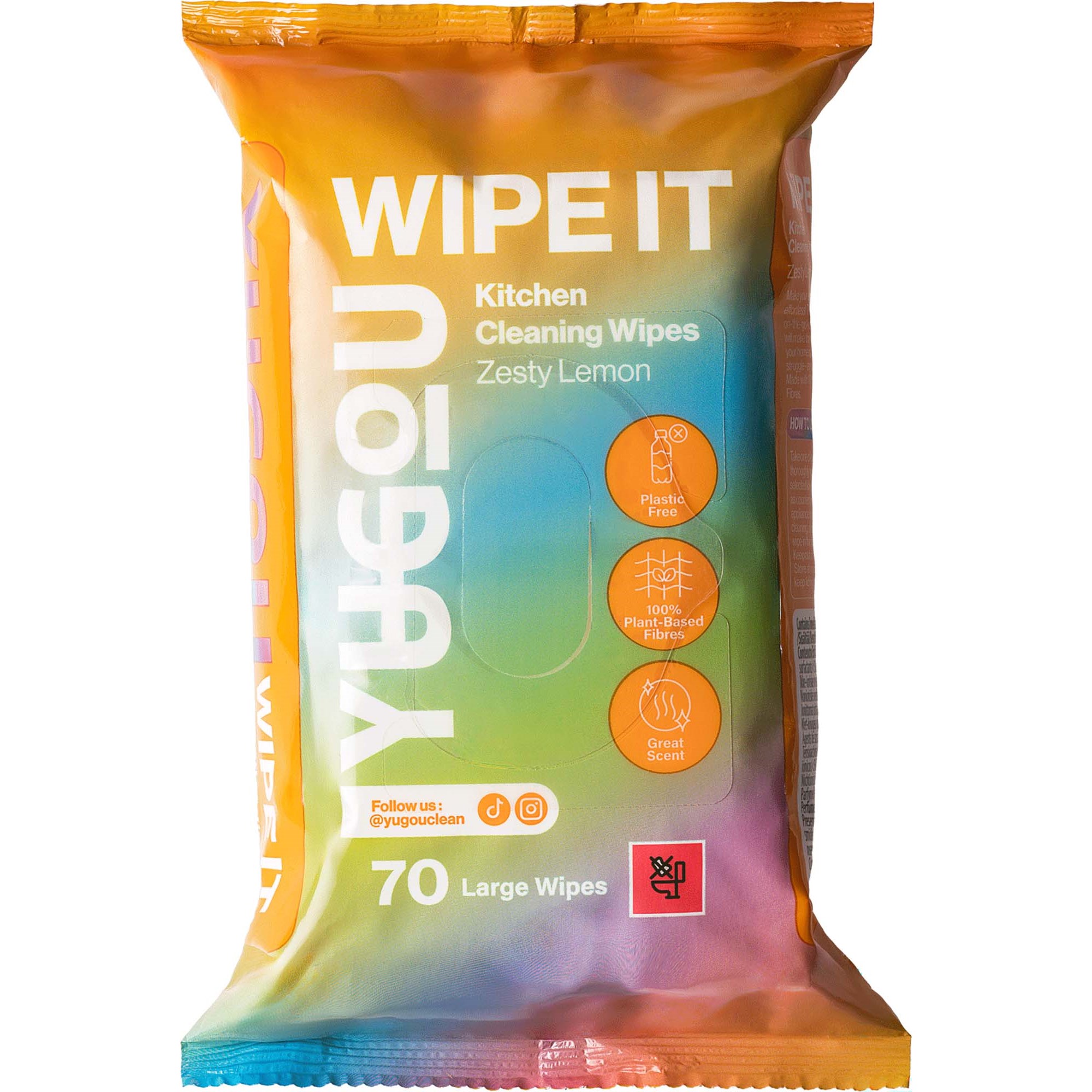 YUGOU WIPE IT Kitchen Cleaning Wipes Zesty Lemon 70 stk