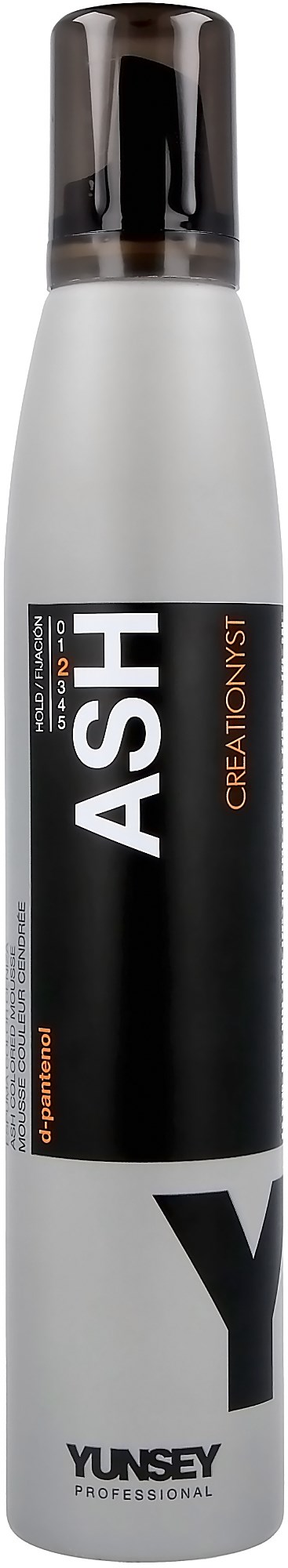 En vit och svart sprayflaska med varumärke och produktinformation, troligen för styling eller grooming av hår.
