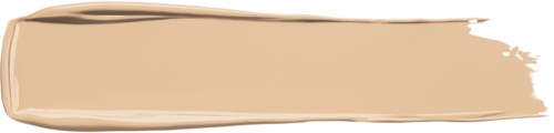 Een beige verfstreek met onregelmatige randen op een zwarte achtergrond.