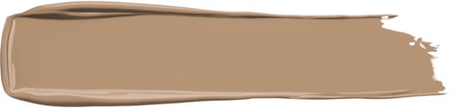 Een beige make-upstaal met een glanzend, gladtestructuur op een doorzichtige achtergrond.