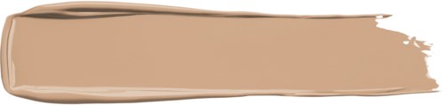 Een beige make-upkwaststreek met afgeronde randen en een lichte kromming.