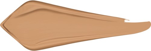 Een strook beige make-up of foundation, gevormd als een lange druppel of vloeiende verf.