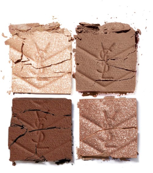 Vier verschillende tinten gebroken pressed oogschaduw in een 2x2 raster.