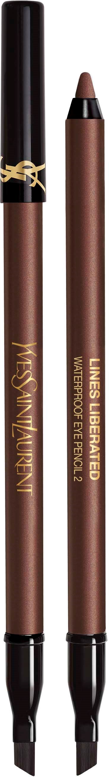 To brune sminkepenne med svarte hetter, merket Yves Saint Laurent, har skjerpet spiss.