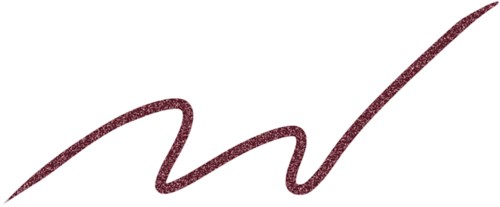 En logo med svart øverst og nederst, og en hvit midtdel med en vinrød undertegnelseslignende linje.