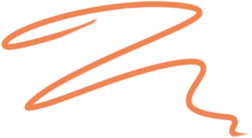 Oransje sline i kurver på svart bakgrunn, som ligner et stilisert tall to.