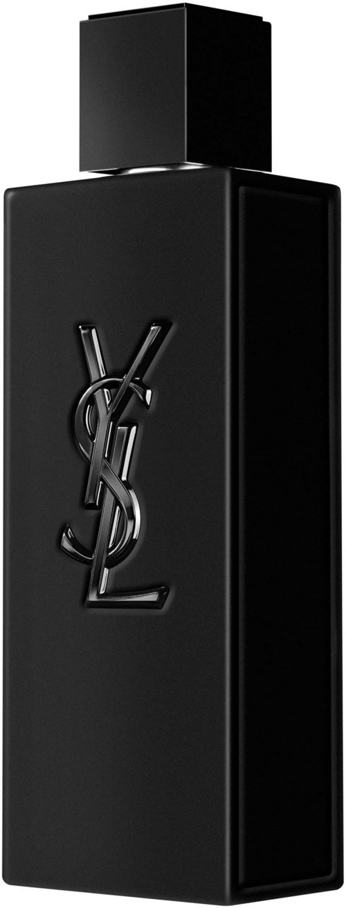 En svart parfyllyft med en stor YSL-logga och svart lock.