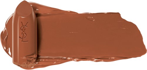 Eine Schokoladen-Lippenstift-Illustration mit einem großen Streifen in der gleichen braunen Farbe.