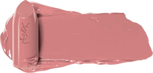 Ein rosa Lippenstift ist herausgedreht und auf eine Oberfläche gestrichen, zeigt die weiche Farbe und Textur.