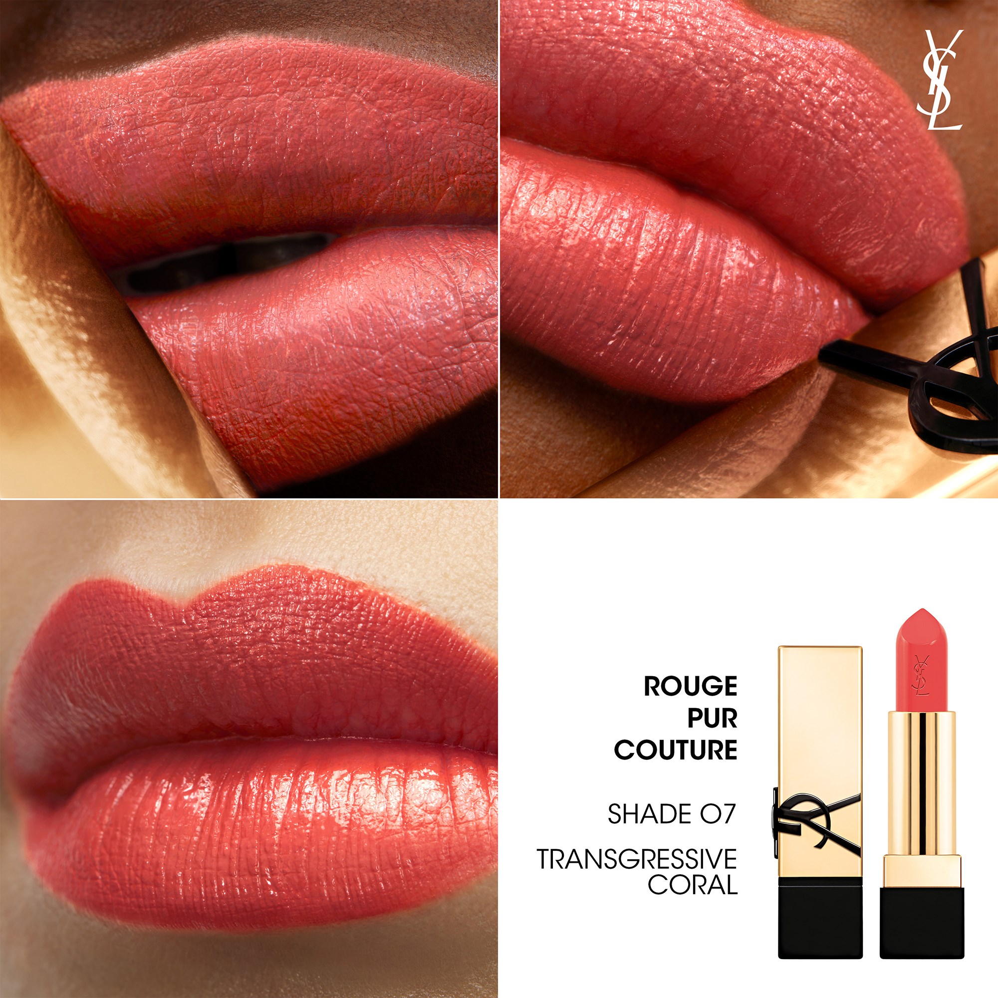 Yves Saint Laurent Rouge Pur Couture O7 Transgressive Coral (obrázok 4)