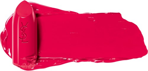 L'Oréal-huulipunanäyte valkoisella taustalla, kirkkaan pinkki väri.