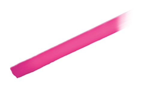 Een roze markeerstift met dop, schuin op een witte achtergrond.