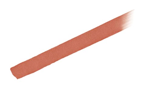 A makeup brush with a bronze-colored handle and soft bristles. It is diagonally placed across a white background.