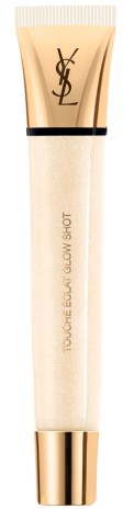 En YSL makeup-rör med guld- och beige färger, med varumärkeslogga och produktnamn i guldtext.
