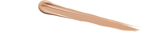 Ett streck av beige smink eller foundation mot en vit bakgrund.