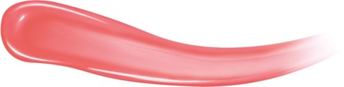 En rosa, glansig, böjd drag av läppstift på en vit bakgrund.