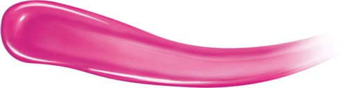 A pink, glossy lipstick swatch on a black background.