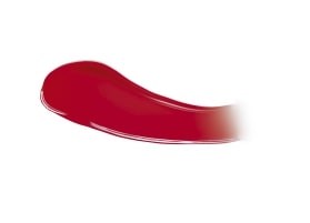 En röd, böjd penseldrag på vit bakgrund. Enkel och slät form. Ser ut som en logotyp eller design.