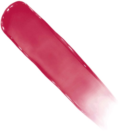 A pinkish-red nail polish smear on a white background.