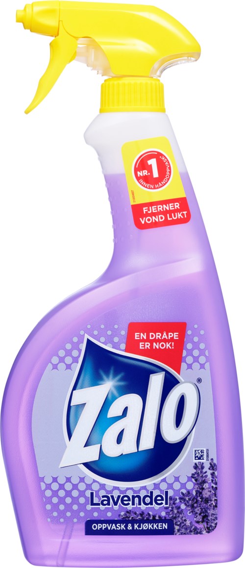 Lavendelipesuispraypullot, jossa keltainen suihkupää ja etiketti, väittää poistavansa lavendelin tuoksun.